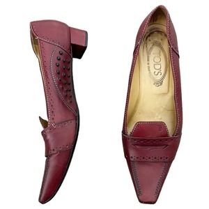 Tod’s Burgundy Leather Slip On Pumps Women's Shoes Size US 8.5- 9 EU 39